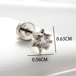 1 Piece Simple Series Daily Geometric Copper Silver Color Zircon Women's Stud Earrings h5 